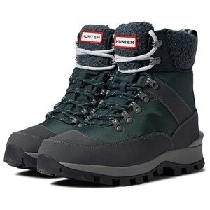 Hunter Commando Boots Dark Green Sherpa Lined Waterproof Outdoor Hiking Rain